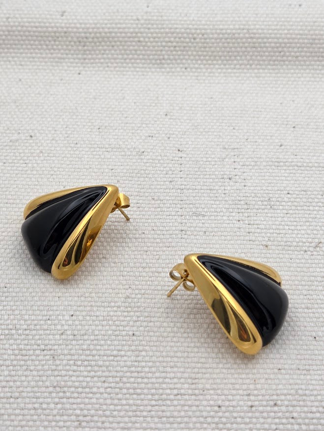 Pendiente con piedra negra vintage Helou Bijoux